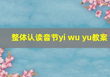 整体认读音节yi wu yu教案